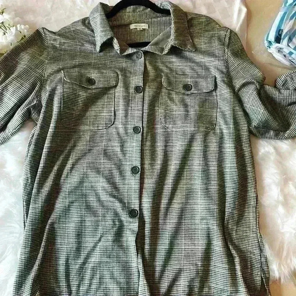 Max Studio 2X Shirt Jacket Plaid buttons pockets - Picture 12 of 12